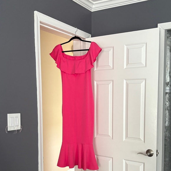 Pink Ruffle Midi Dress - Picture 2 of 3